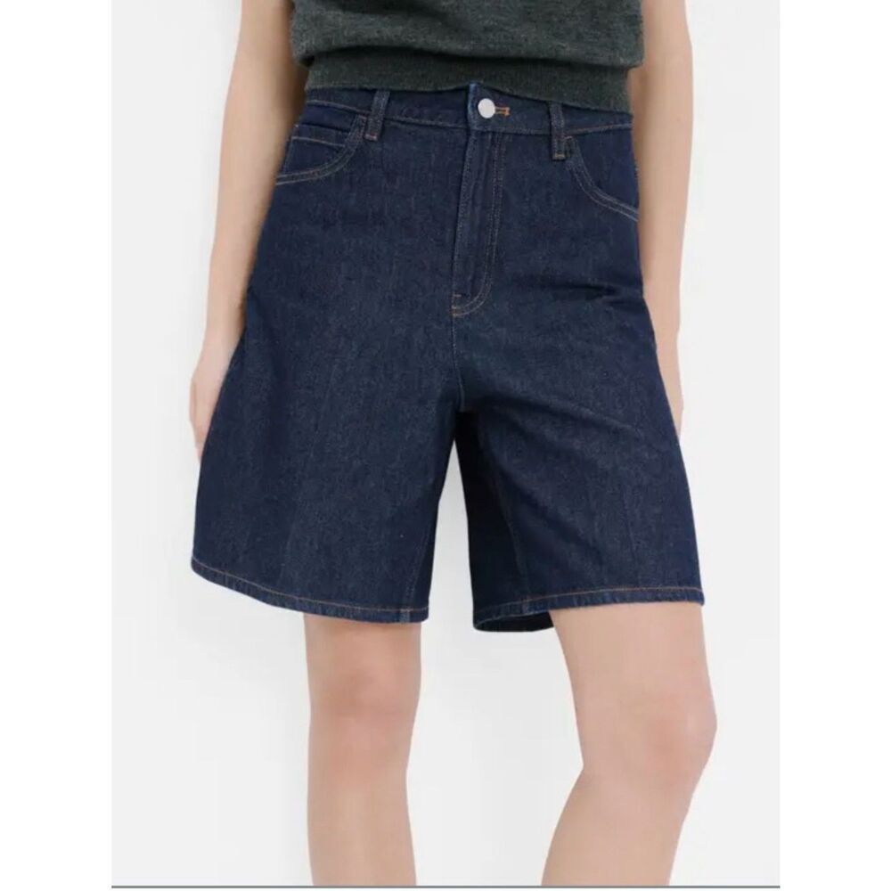 Mango MNG High-Waist Dark Blue Denim Shorts size 8